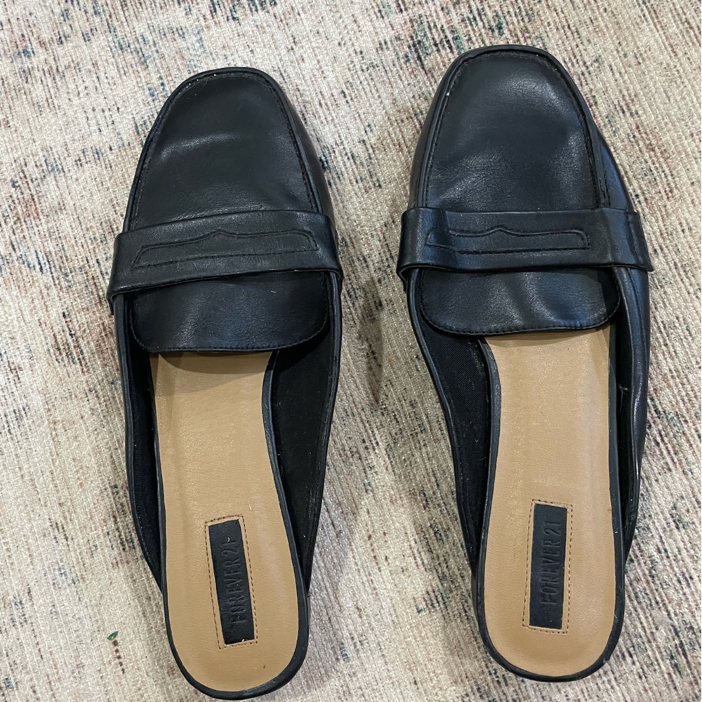 New Slide on Mules, Size 7.5, Black, Forever 21